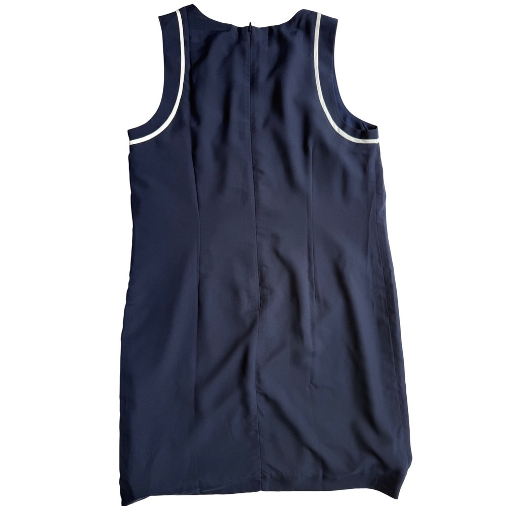 Banana Republic Navy Blue Sleeveless Shift Dress White Trim Petite 8 - Picture 7 of 7